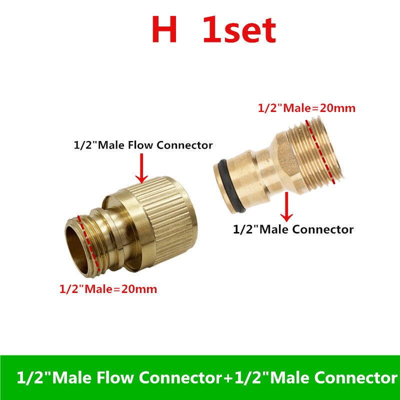 1/2" 3/4"Female Flow Connector With Male Tap Connect Garden Watering Tools Gardening Irrigation Fittings: H  1set