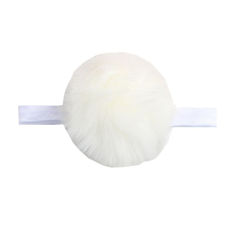 Diadema con pompones de piel sintética para bebé, bandanas elásticas de algodón para niño, turbante para bebé, accesorios para el cabello para bebé: style 2 white