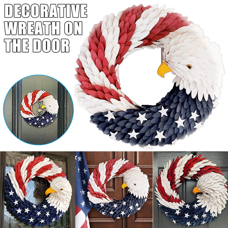 Amerikaanse Eagle Krans Glory Patriottische Rood Wit Blauw Eagle Krans Voordeur Raam Wanddecoratie