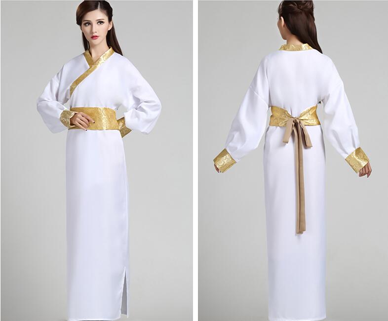 Klasycznego hanfu kostium kobiety tang męski tradycyjny chiński starożytny kostium kobieta kostiumy do tańca dla kobiet chiński folk do tańca: white / height 150cm-160cm