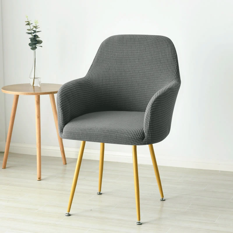 Funda para silla curvada nórdica, fundas para sillón con acento alto inclinado de LICRA Jacquard, fundas para sofá de maquillaje para comedor, cafetería y Bar: Castaño