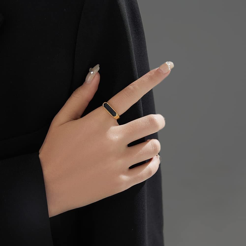 VQYSKO Anillo de nácar resistente al agua sin deslustre, anillo de sello, barra delicada, hermoso para ella, joyería grapa