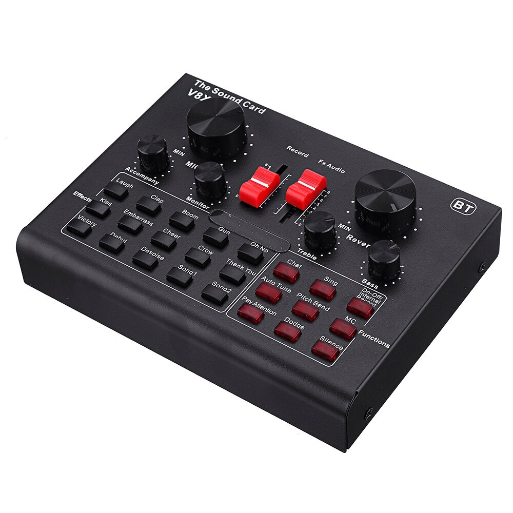 BM800 Pro Microfoon Mixer Audio Dj Mic Stand Condensator Usb Draadloze Karaoke Ktv Professionele Opname Live Bluetooth Geluidskaart: V8 PRO Sound Card