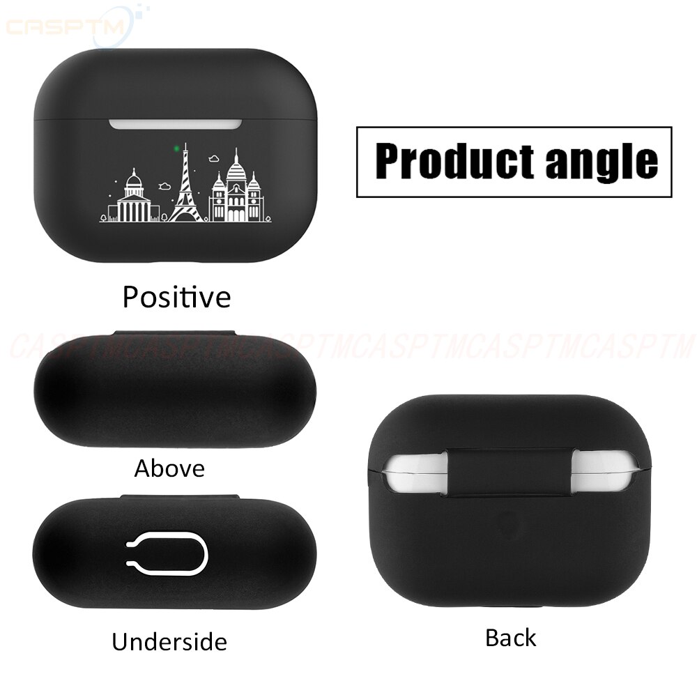 Capa de silicone para estojo de fones airpods pro, capa tpu macia para estojos de fones de ouvido airpods pro padrão nova york e paris, capa preta para apple air pods pro 3 saco anti-queda