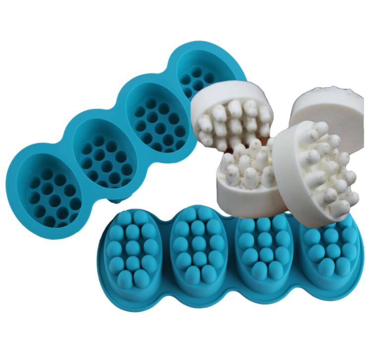 Pr378 massagesæbeform silikoneharpiksform 4 hulrum til gør-det-selv-sæbeform ellipseform aromaterapi massageform  pr378