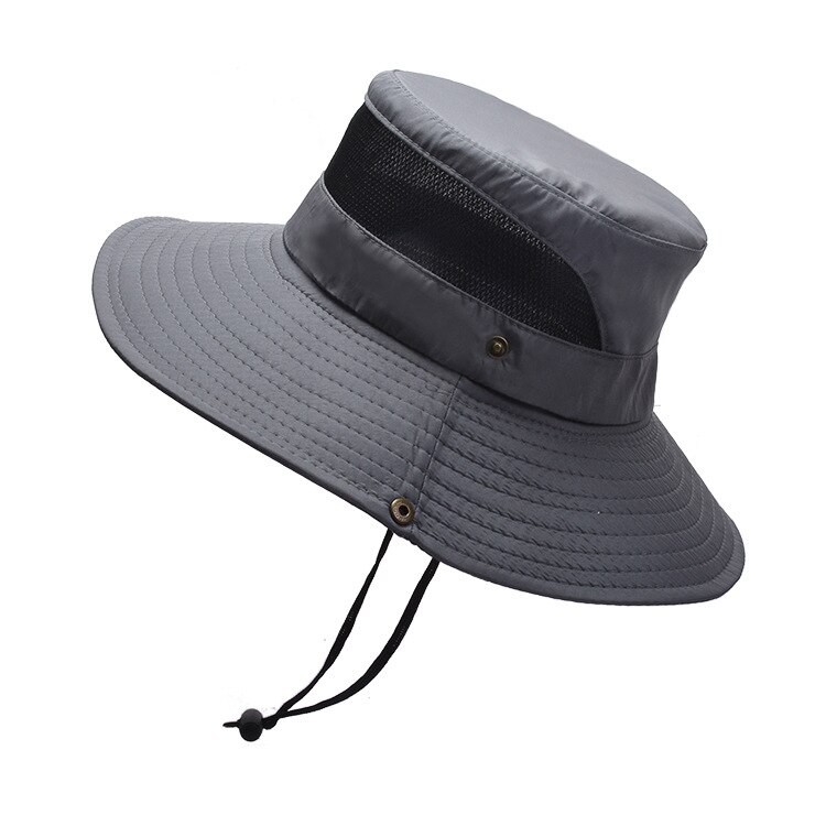 Boonie Hoed Mannen Anti-Uv Zon Hoeden Outdoor Vissen Cap Mode Grote Rand Caps Vrouwen Zomer Hoed Mannelijke Emmer hoed Sombrero Gorros: Deep gray