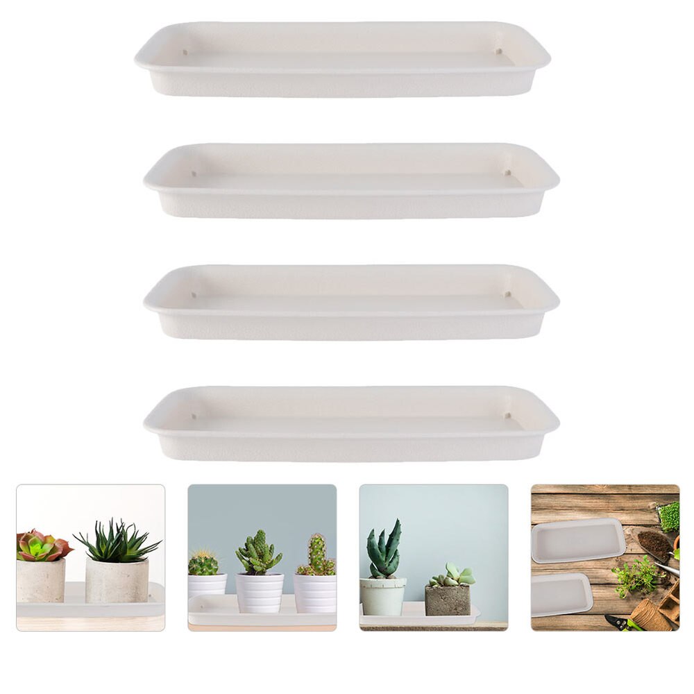 4pcs Flowerpot Trays Rectangular Gardening Pot Trays Flowerpot Plates