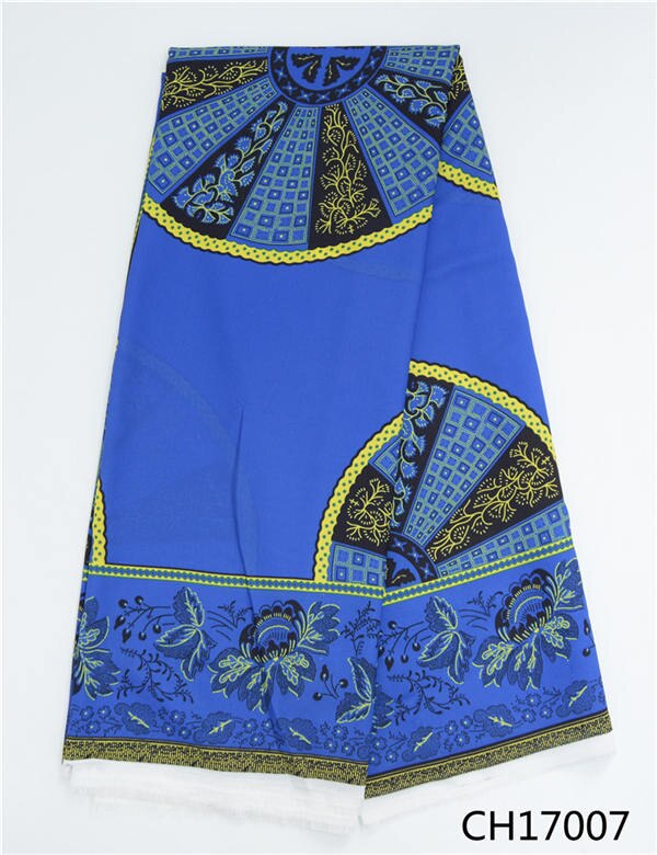 Koningsblauw Afrikaanse Gedrukt Chiffon Stof Niet Transparant Polyester Materiaal Chiffon Textiel 5 Yards
