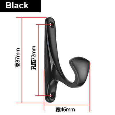 87*46mm Brons Metalen deur muur haken hanger Antieke Haken Muur Hanger Gebogen Gesp Hoorn Lock Sluiting Gewaad haken Voor Kleding: Black