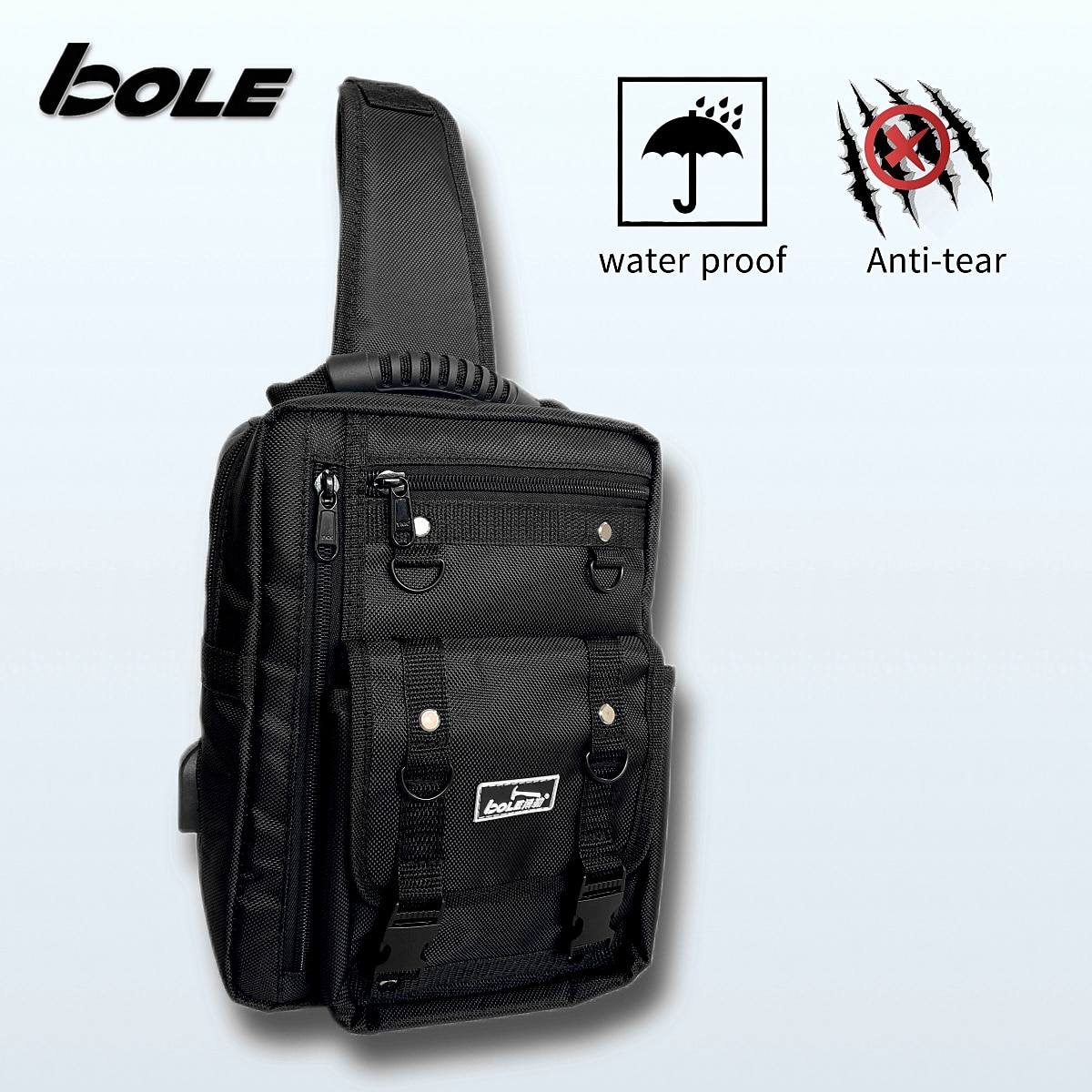 bole bryst henge verktøy bag enkel skulder bag 1680d oxford stoff ryggsekk multifunksjonell hard mann stil foretrukket veske