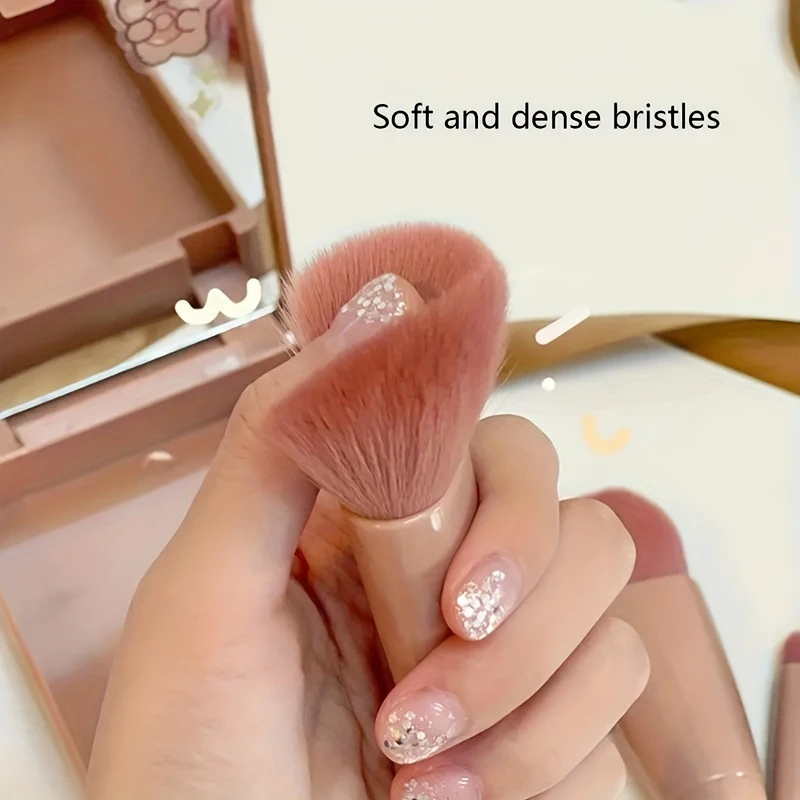 5-teiliger Kosmetikpinsel, tragbarer Make-up-Pinsel für unterwegs, mit Spiegelbox, Make-up-Set, Pinsel, loser Pinsel, Rougepinsel, Lidschattenpinsel