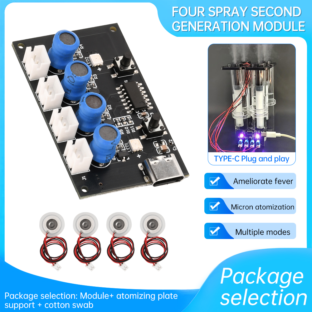 Humidifier Module DIY Kit Nebulizing Control Board Ultrasonic Nebulizer Mist Maker Driver Circuit Board 4 Fogger Atomization