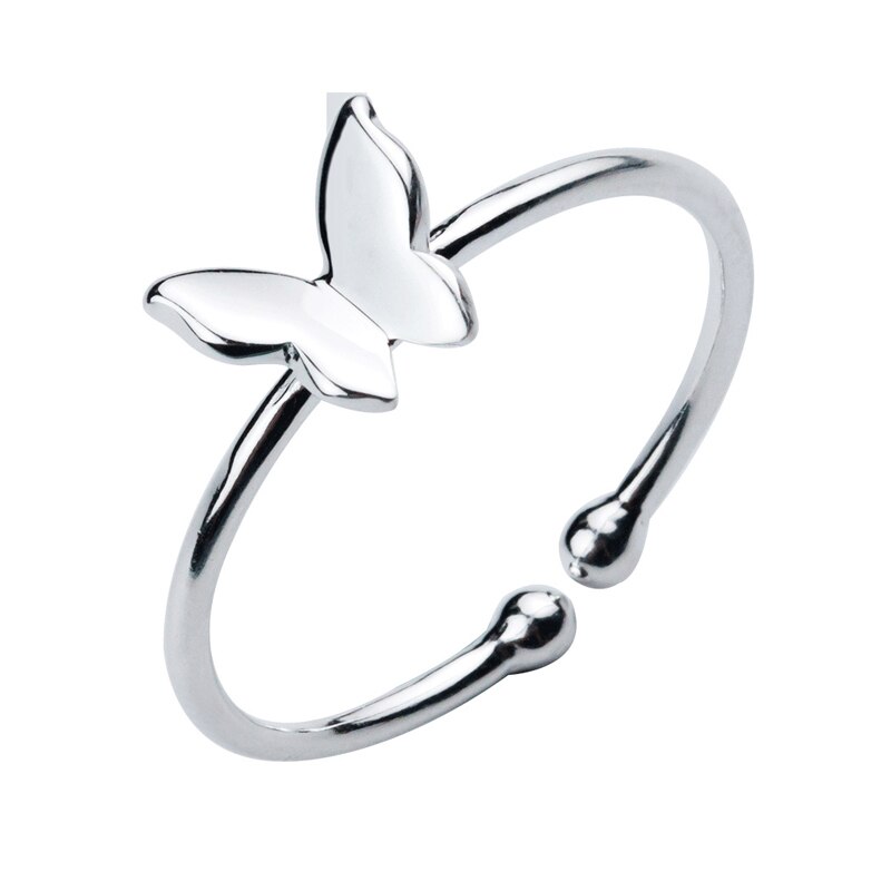 MloveAcc 100% 925 S Sterling Silver Jewelry Butterfly Cocktail Ring Sizable Girls Kids Xmas