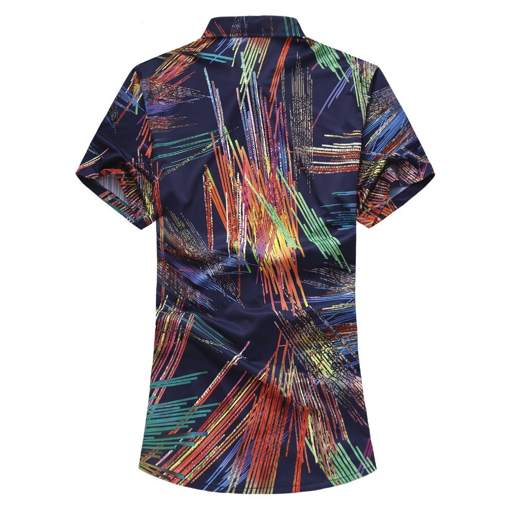 JZ CHIEF Streetwear Graffiti Shirts Men Short Sleeve Summer Casual Button Down Shirt Male Print Business Dress Shirt Plus Size
