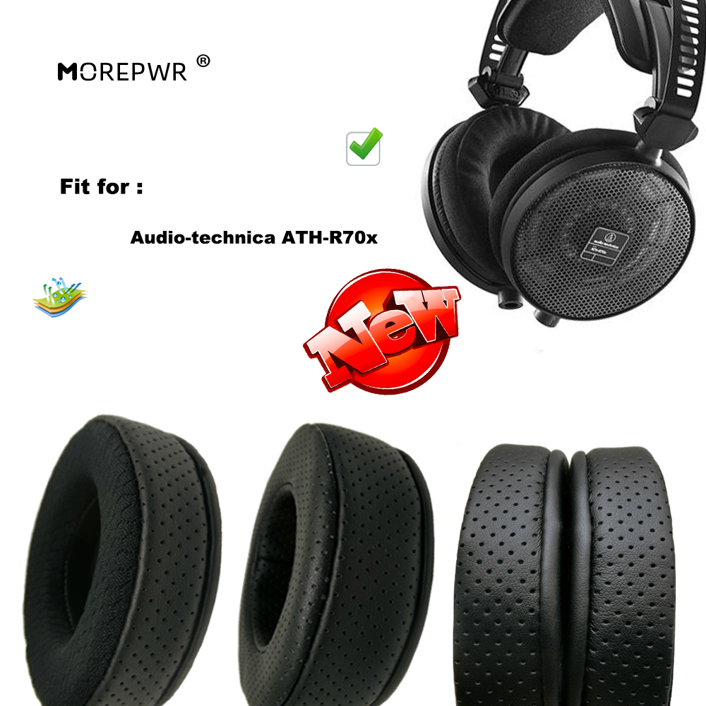 Morepwr Upgrade Replacement Ear Pads for Audio-technica ATH-R70x Headset Parts Leather Cushion Velvet Earmuff Sleeve