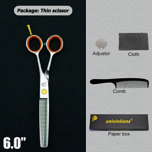 Ciseaux de coiffure japonais professionnels, 4.5/5.0/5.5/6.0 pouces, rasoir, barbier, ciseaux amincissants, tijeras: 6.0 inch-thinning