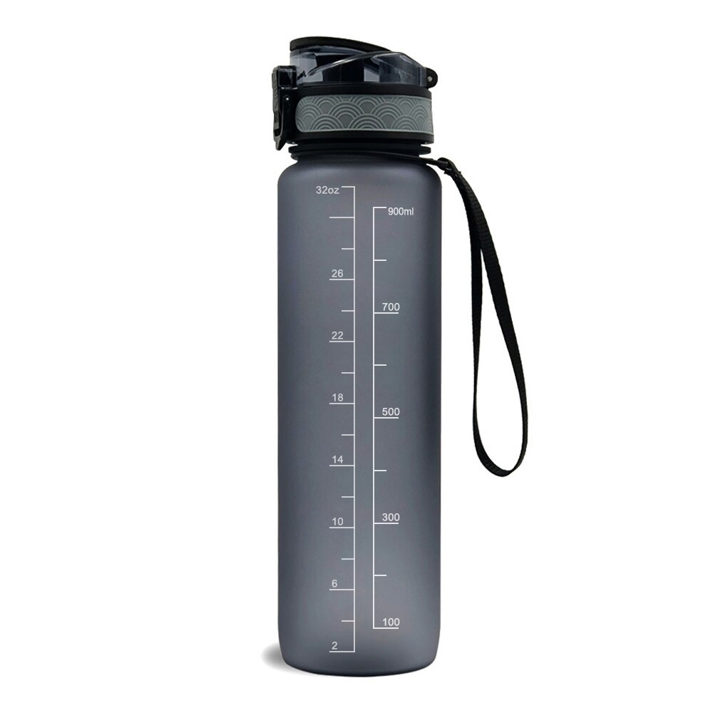 1L Water Bottle Drink Flask With Time Markings BPA Free Sport Gym Motivational