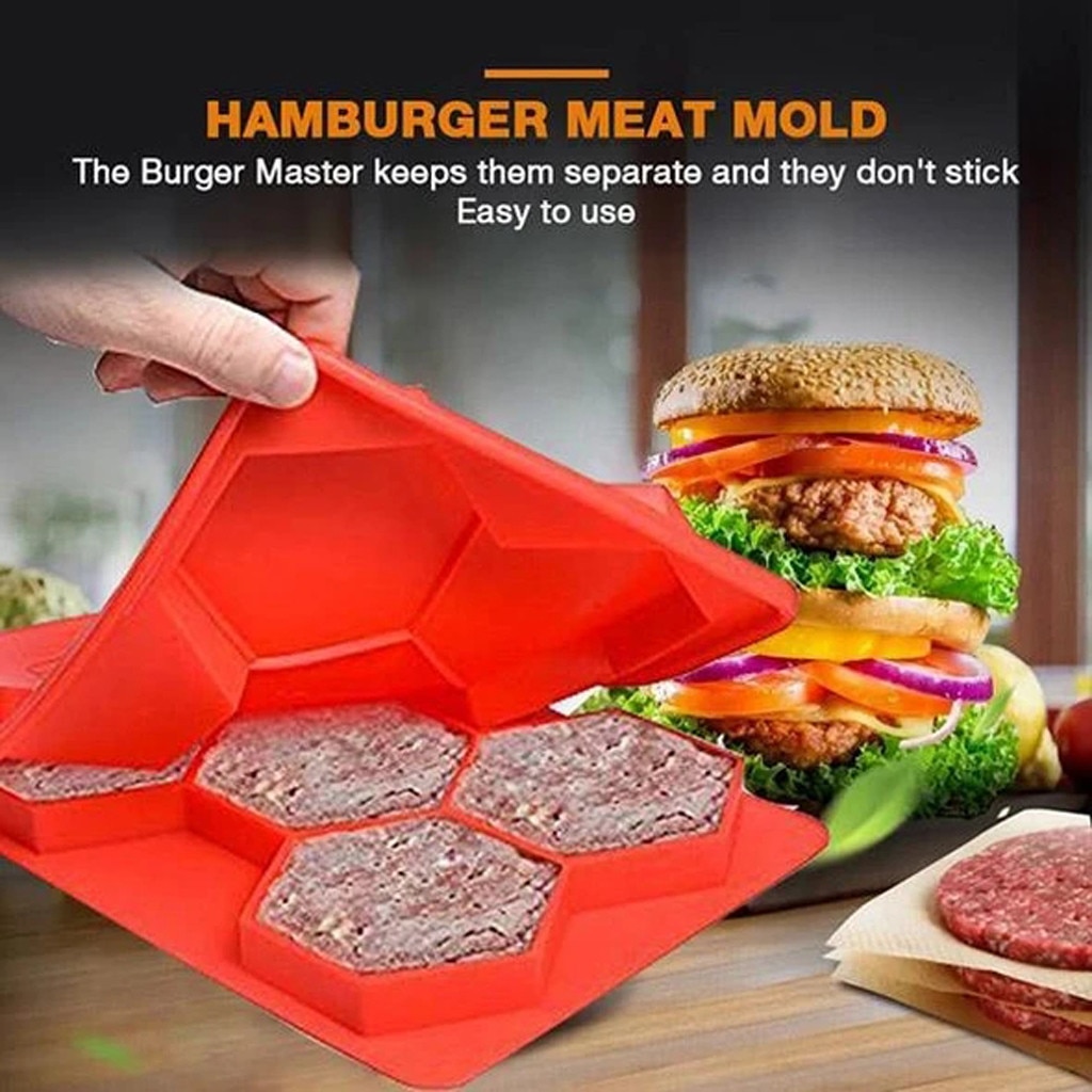 Silicone 5-hole Burger Mould Diy Baking Square Burger Mould Hamburger Meat Beef Patties Maker Mold Mould Utensilios De Cocina