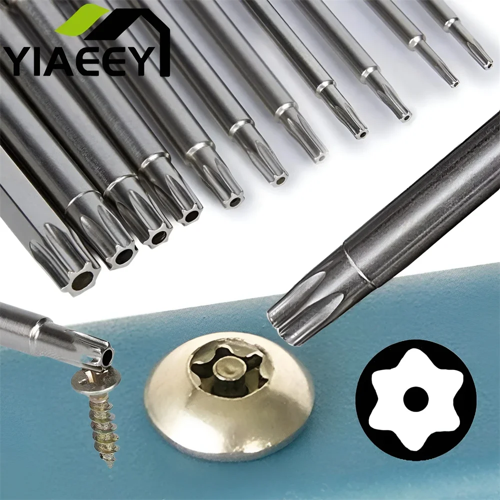 Torx Screwdriver Flat Head Tamper Proof Security Drill Bit Set for Electric Drill Magnetic Extension Adapter Star Hex Spline Bit