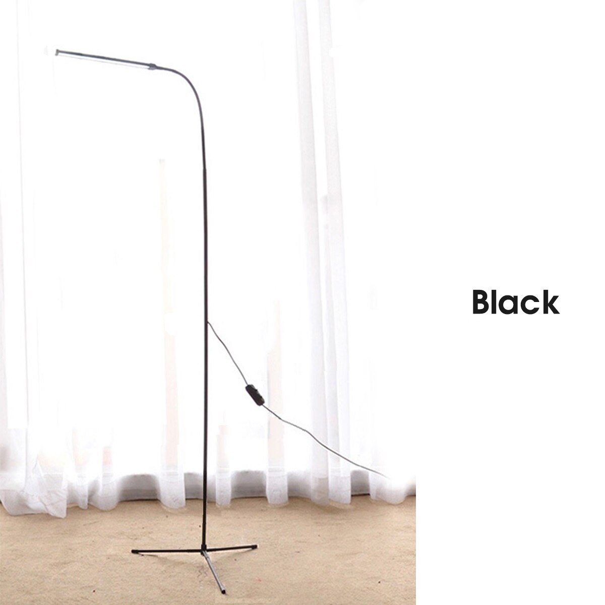Modern LED Floor Lamp Dimming Toning 72leds USB Flexible Gooseneck Standing Reading Light with Stable Base for Bedroom Office: Black