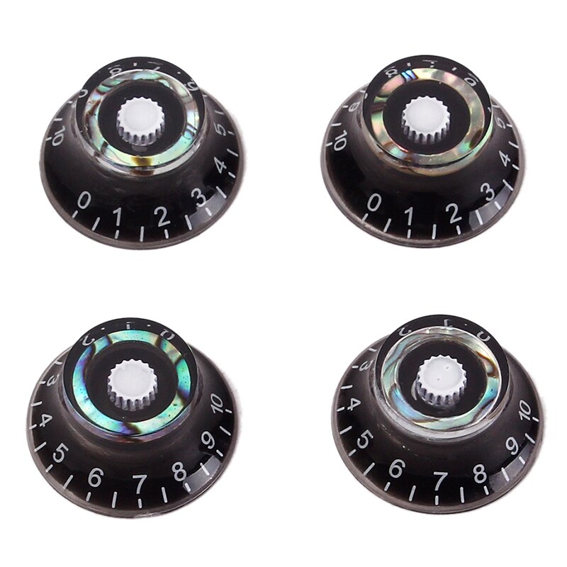 4PCS LP Electric Guitar Tone Volume Knob Small Round Abalone Shell / Black White Button