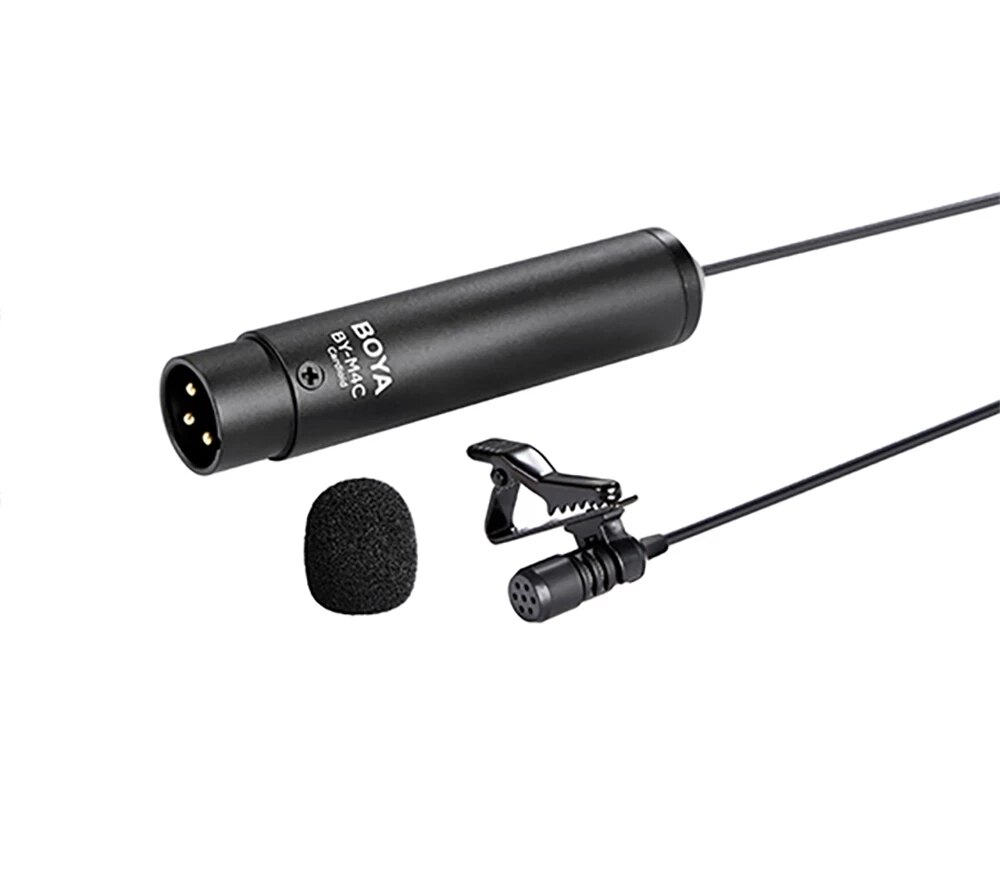 BOYA BY-M4C Clip-On Cardioid XLR Lavalier Microphone Condenser Mic for Camcorders Zoom Audio Recorder Video Record