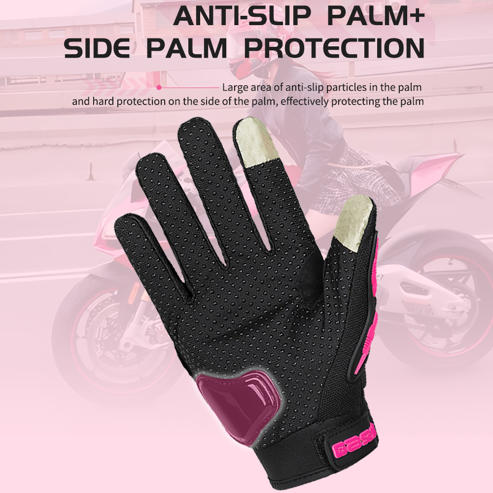 Sommerliche, pinkfarbene motorradhandschuhe für damen, atmungsaktiv, sturzsicher, mit touch-funktion, motocross-handschuhe