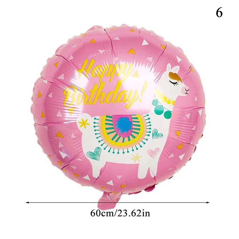 1Pcs 4D Cartoon Dier Alpaca Folie Helium Ballon Leuke Lama Opblaasbare Ronde Ballons Kinderen Baby Verjaardagsfeestje Decoraties: 6
