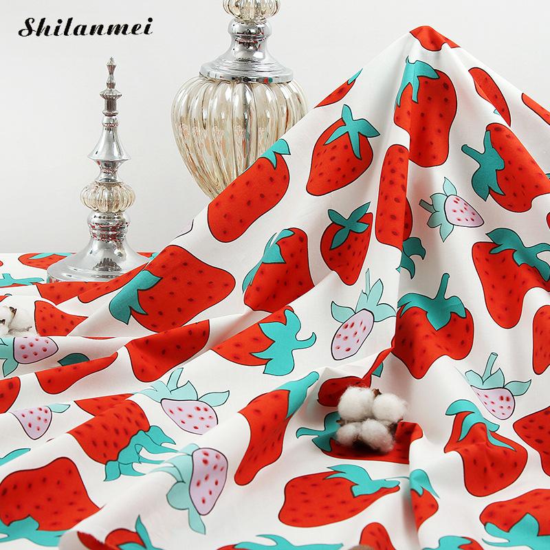 Drap de lit en coton peint à fraises | Robe en coton à coudre, motif Floral, Patchwork, fait à la main, bricolage, 1.42m * 2m