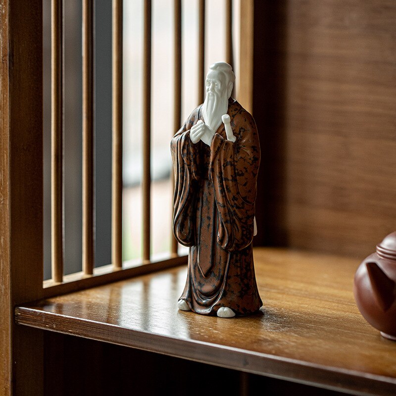 Confucius, une statue de sculpture saint, sculpture d'art moderne en céramique, style chinois décoration de loft de salon de