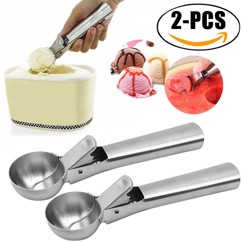 Kitchen Stainless Steel Ice Cream Spoon Scoop Home Tableware Spoon For Ice Cream Frozen Yogurt Ice Cream Spoon: 2PCS