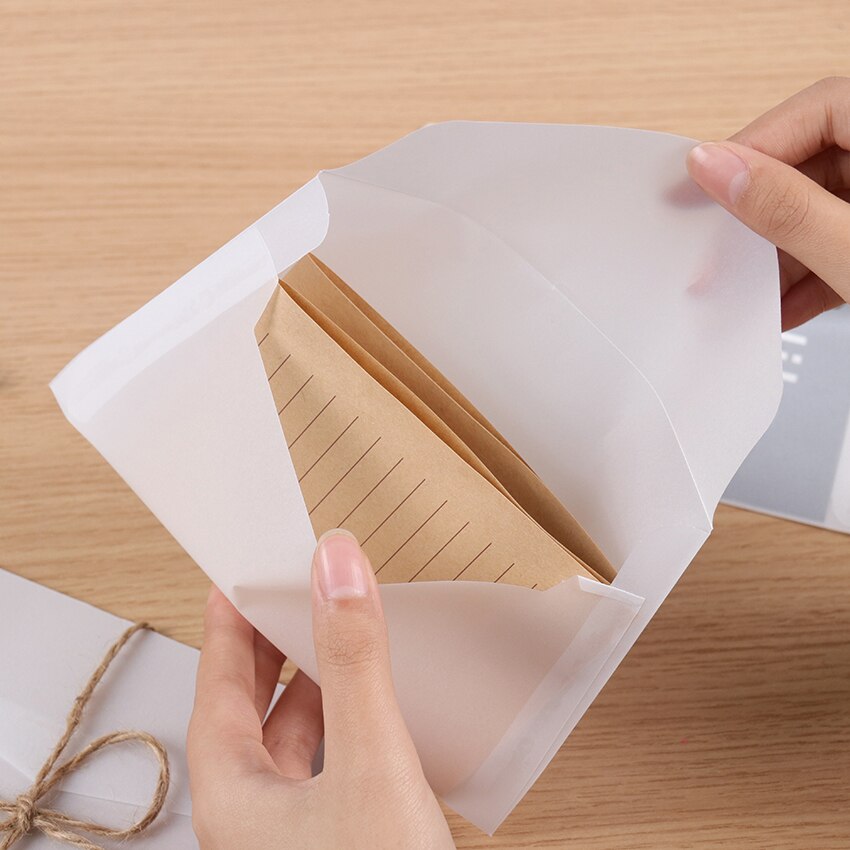 10PCS Translucent Blank White Paper Envelope Postcards Invitations Cover Envelopes Card Packing