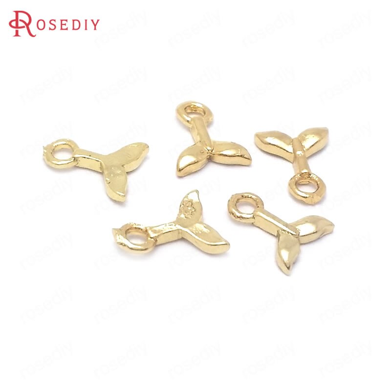 (38508)10PCS 7.5x6MM 24K Color Oro In Ottone Coda di Balena Pendenti E Ciondoli Pendenti Con Gemme E Perle Forniture Creazione di Gioielli Fai Da Te Risultati accessori