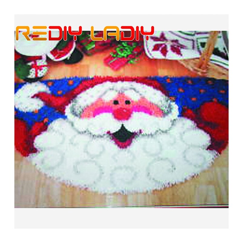 Trava gancho kit tapete crocheting tapete santa pai fio acrílico impresso cor lona almofada tapete crochê tapeçaria sofá decoração
