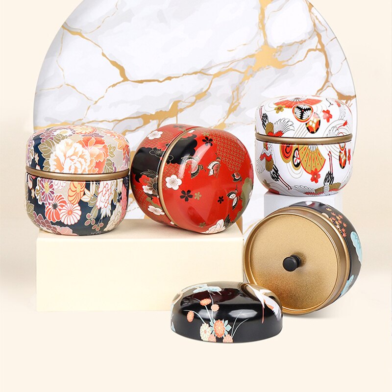 Metal Pattern Tea Cans Portable Small Sealed Cans Home Painted Candy Jewelry Boxes Food Storage Containers Home Decor