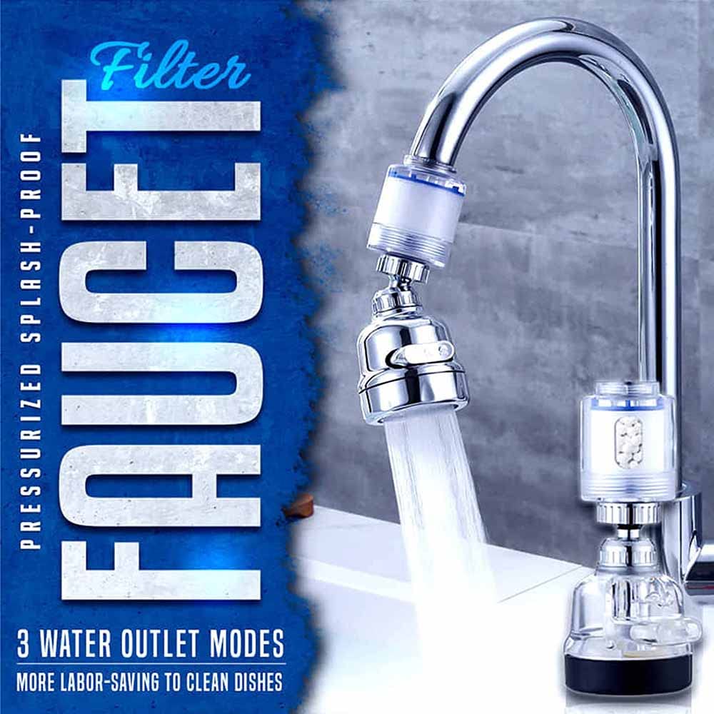 Pressurized Splash-Proof Filter Faucet Universal 360 Degree Swivel 3 Modes Water Saving Rotatable Sprayer Head Kitchen Bathroom