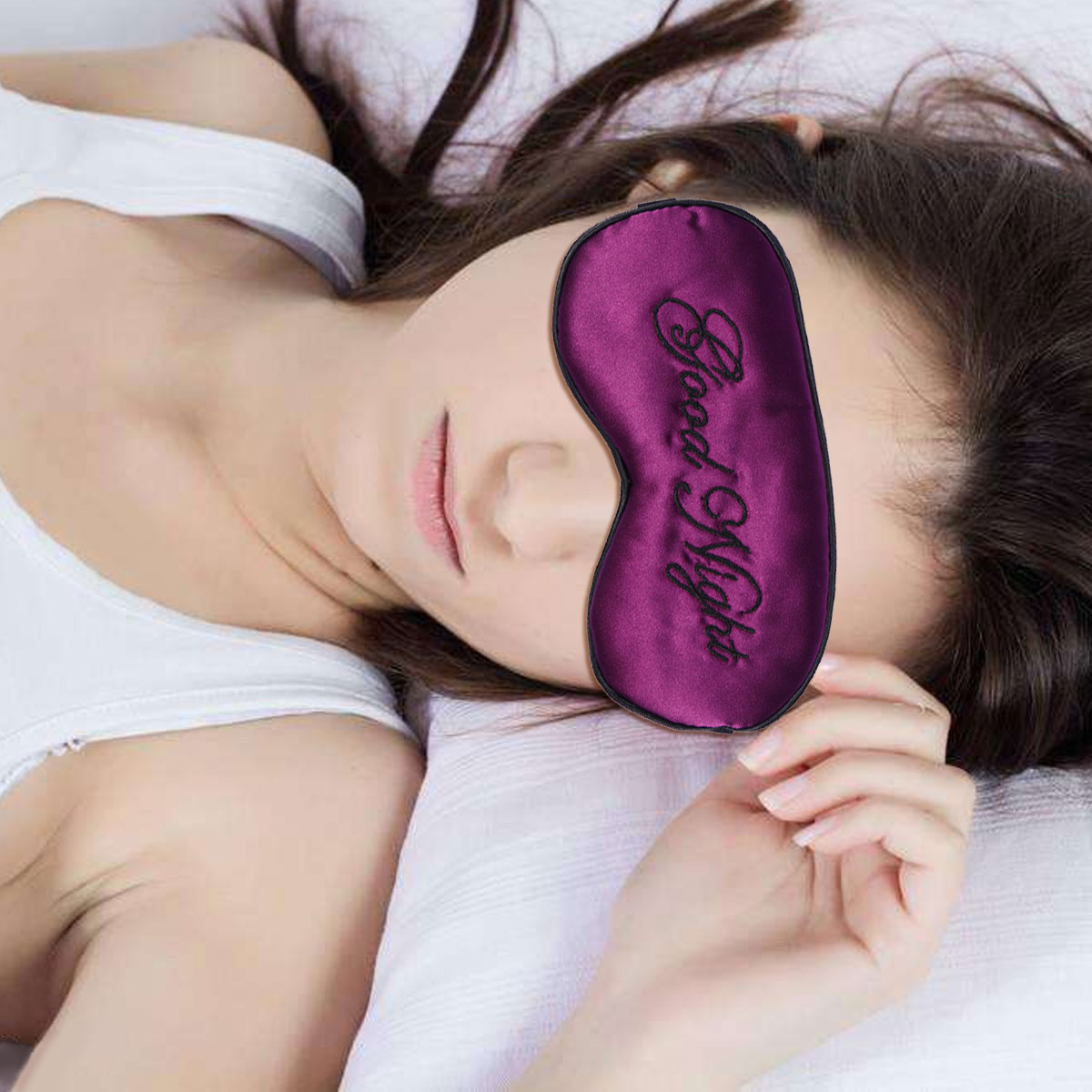 Silk Sleep Eye Mask Embroidery Eyeshade Large Blindfold Night Blinder for Men Women and Kids