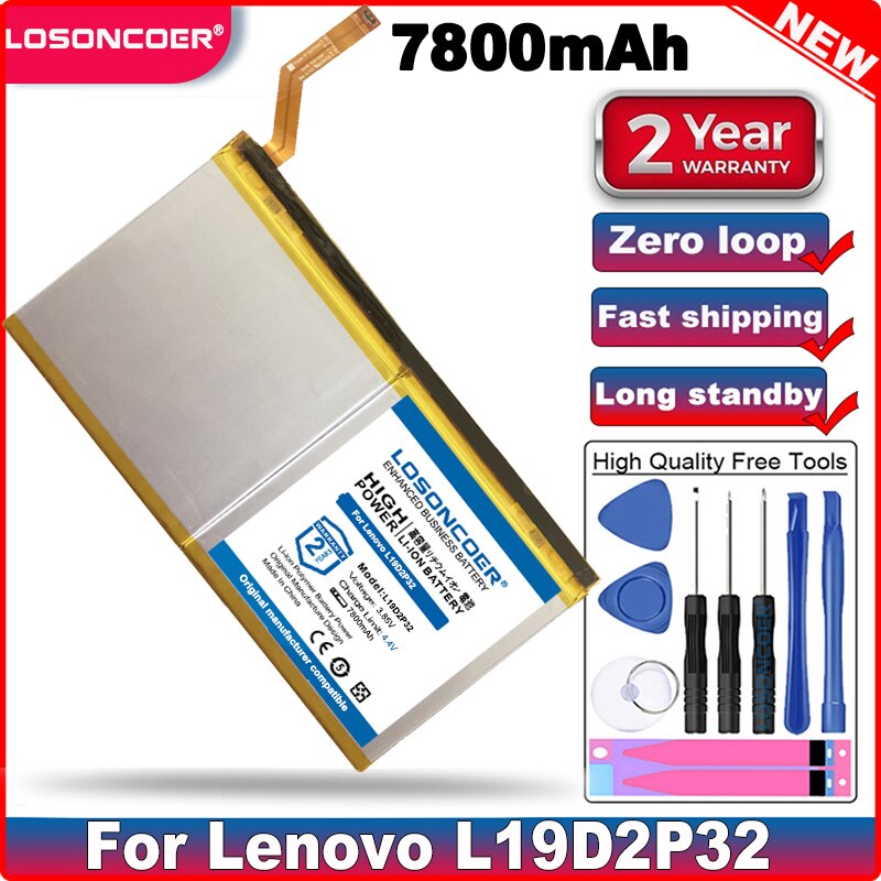 LOSONCOER-Batería de 7800mAh L19D2P32 para tableta Lenovo Yoga Smart Tab(YT-X705F), 1ICP3/84/94-2, buena