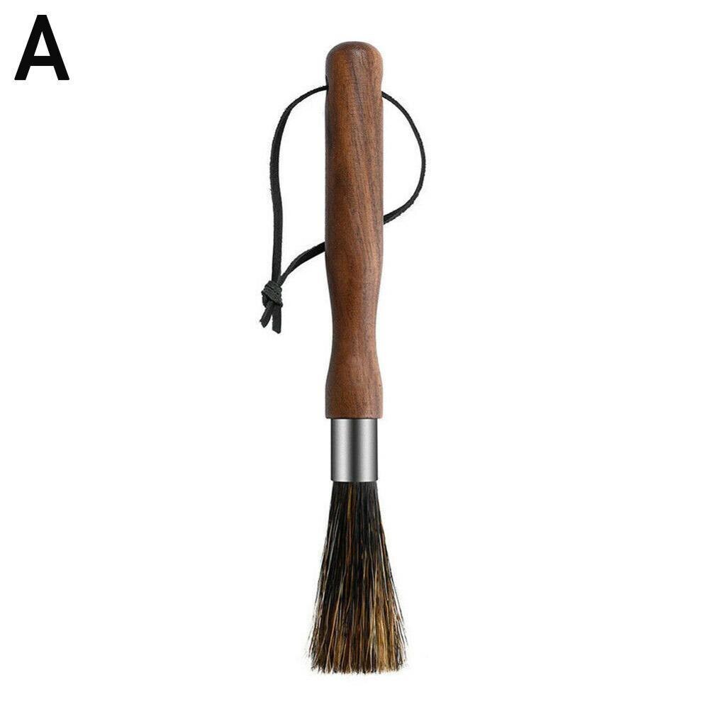 Commercial Household Walnut Bristles Dusting Brush Tool Cof Cleaning Plastic Brush Machine Keyboard Cleaning Coffee Handle T3R7: Straight handle