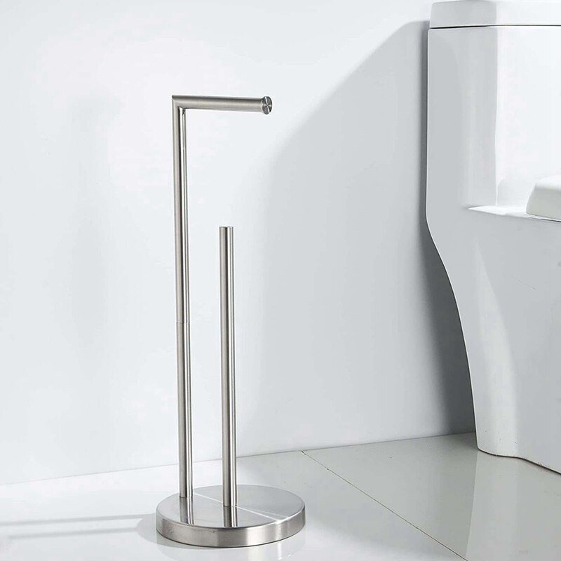 Freestanding Toilet Paper Holder Stand with Reserve, Stainless Steel Tissue Holder, Toilet Paper Stand for Bathroom