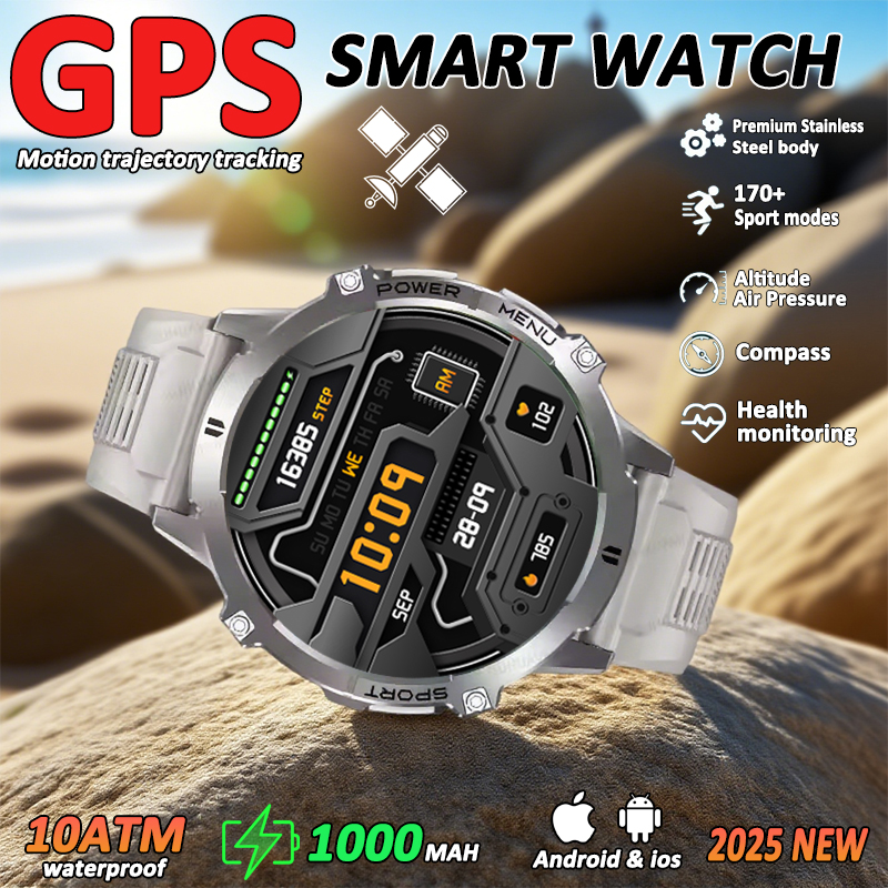 2025nuovo carro armato T3 ultra 2 GPS Astuto Della Vigilanza Degli Uomini Bussola Alltimetro 1000mAh Batteria 10ATM Impermeabile sport fitness AMOLED Chiama Orologi