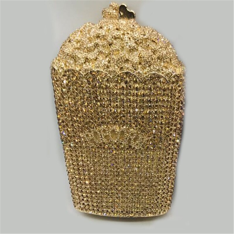 Neueste Popcorn Kupplung Handtasche Braut Hochzeit Party Geldbörse Kristall Hochzeit Geldbörse und Handtasche exquisit Kette Schulter Tasche: wie Bilder 5