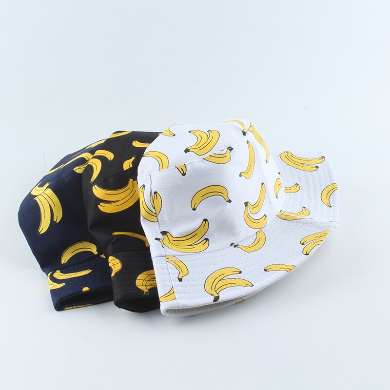 Panama bucket hat menn kvinner sommer bucket cap ananas banan trykk fisker hatt bob hiphop gorros reversibel fiske lue