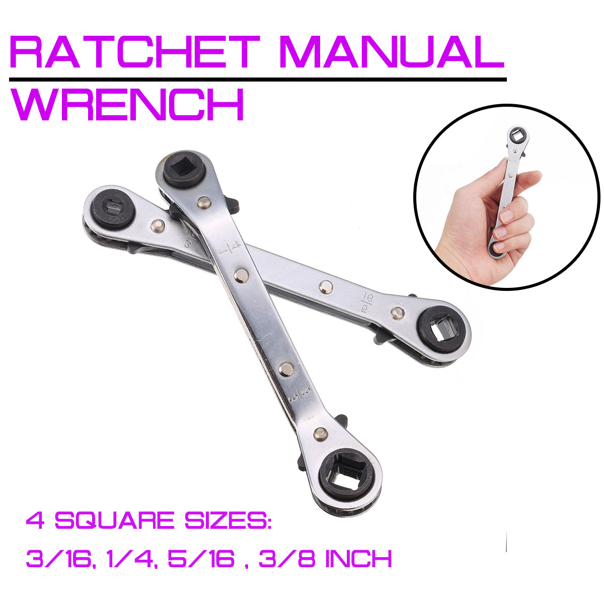 Llave Manual de trinquete para aire acondicionado, herramienta de refrigeración, 1/4, 3/8, 3/16, 5/16