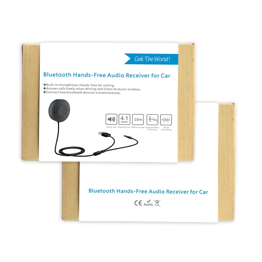 Bluetooth Handsfree Car Kit Wireless A2DP Music Receiver Aux 3.5mm Audio Bluetooth 4.1 Receiver Car MP3 Player for Two Device