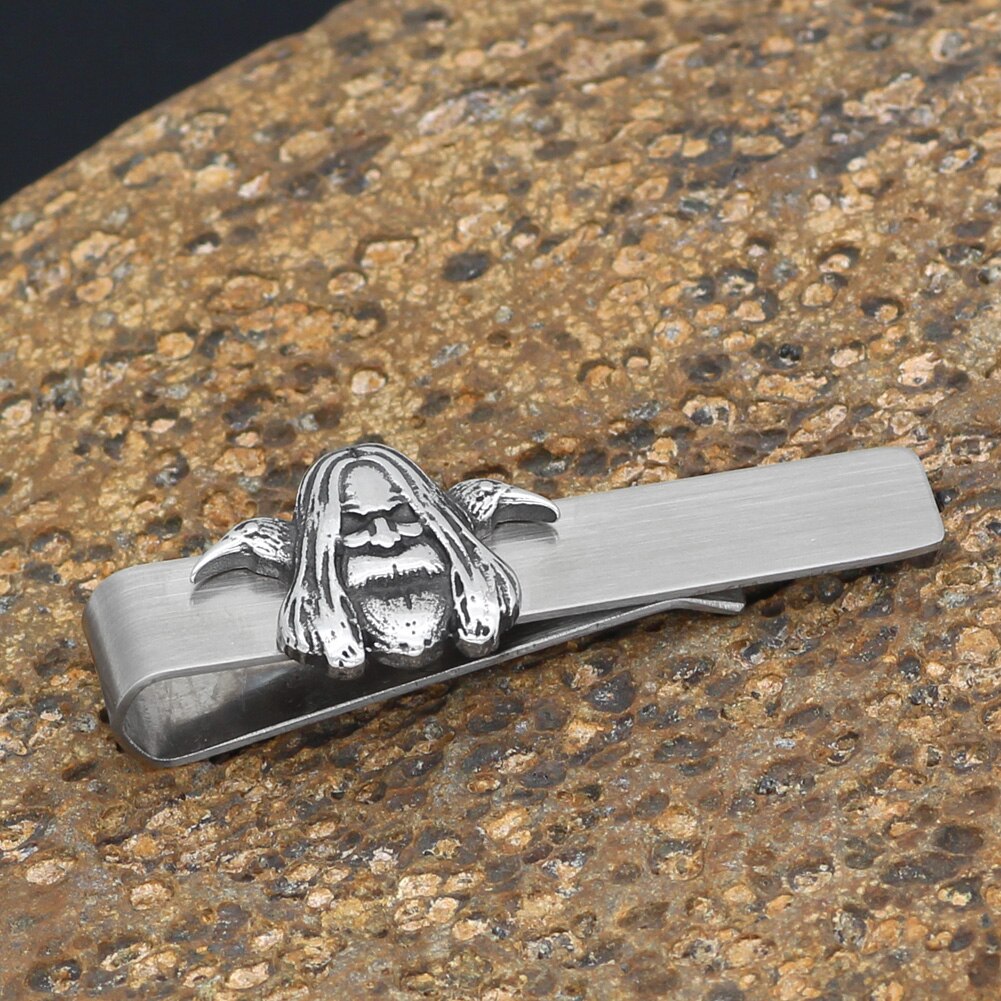 Stainless steel Nordic viking odin wirh raven amulet rune Tie Clips with Valknut bag