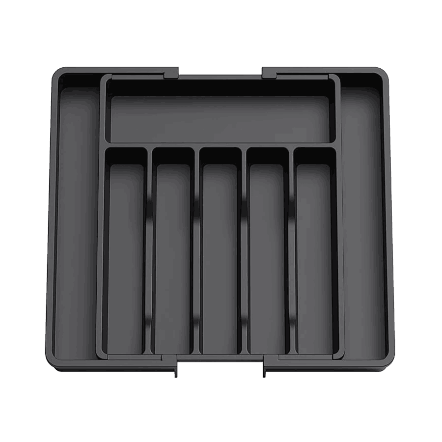 Silverware Organizer, Expandable Kitchen Drawer Organizer Utensil Organizer, Plastic Spoons Forks Knives Holder Storage Dividers: black