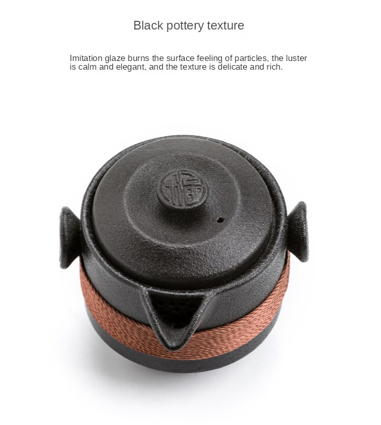 Black Ceramic Teapots with 2 Cups A Tea Sets Portable Travel Office Tea Set Drinkware Family Business Kungfu Tea Set
