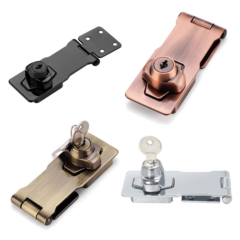 Keyed Hasp Locks Twist Knob Keyed Locking Hasp Padlock Set for Cabinets Security Door Garage Shed Van Lock W/2 Keys