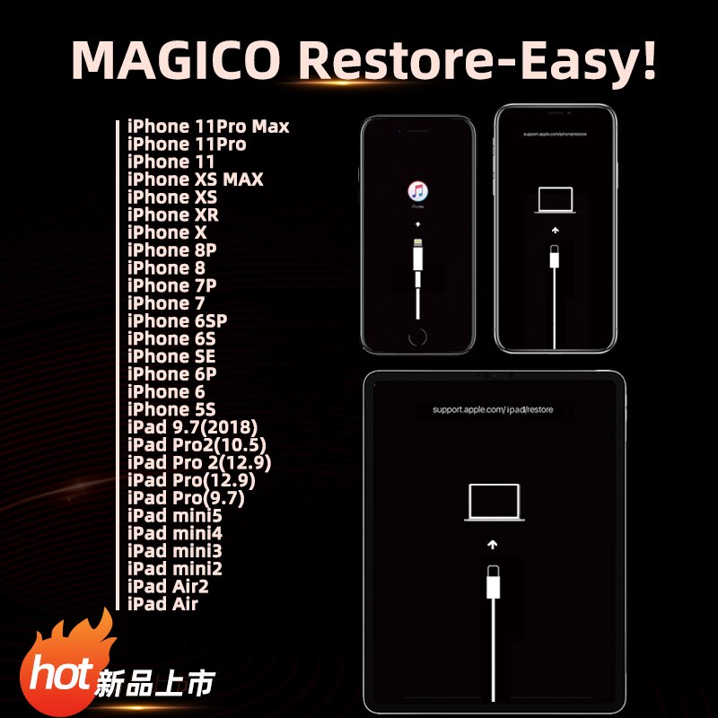 Magico Restore-Cable DFU fácil para iPhone iPad, línea de datos de modo de recuperación automática sin operación sencilla